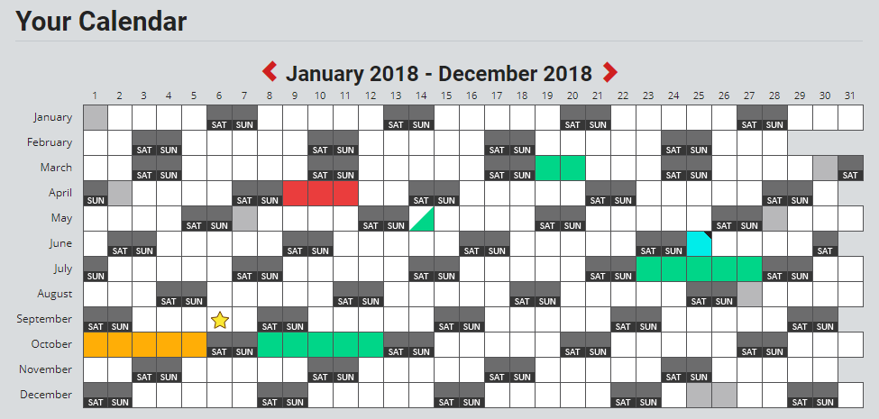 Using The Calendar In The Holiday Tracker The Holiday Tracker